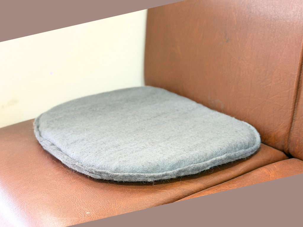 Set of 3 Handmade Ash Grey Felt Chair Pad – Wool Seat Cushion
