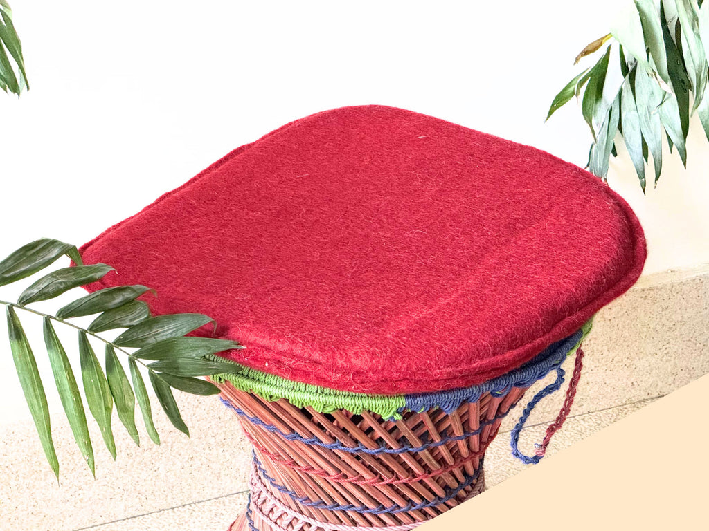 Set of 3 Handmade Felt Wool Chair Pads – Soft Seat Cushions, Handmade in Nepal, Pure New Zealand Wool, Round Felt Chair Cushion