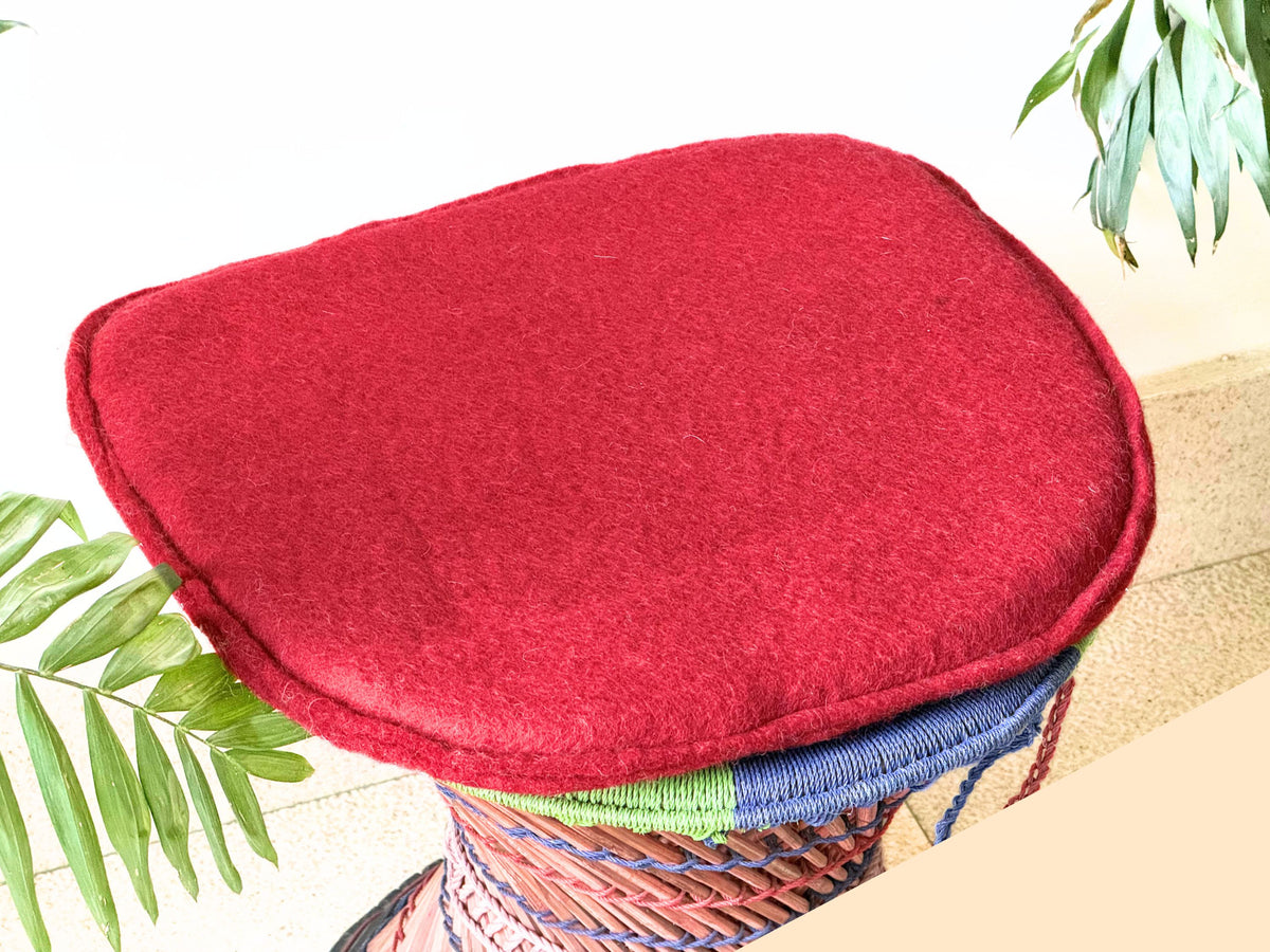 Set of 3 Handmade Felt Wool Chair Pads – Soft Seat Cushions, Handmade in Nepal, Pure New Zealand Wool, Round Felt Chair Cushion