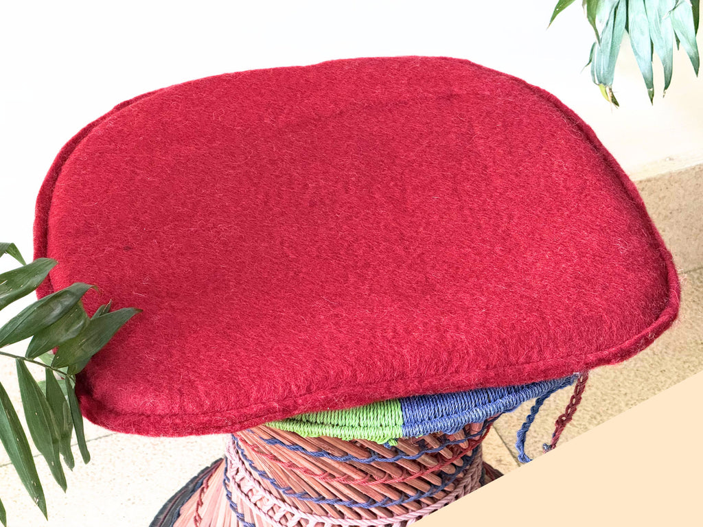 Set of 3 Handmade Felt Wool Chair Pads – Soft Seat Cushions, Handmade in Nepal, Pure New Zealand Wool, Round Felt Chair Cushion