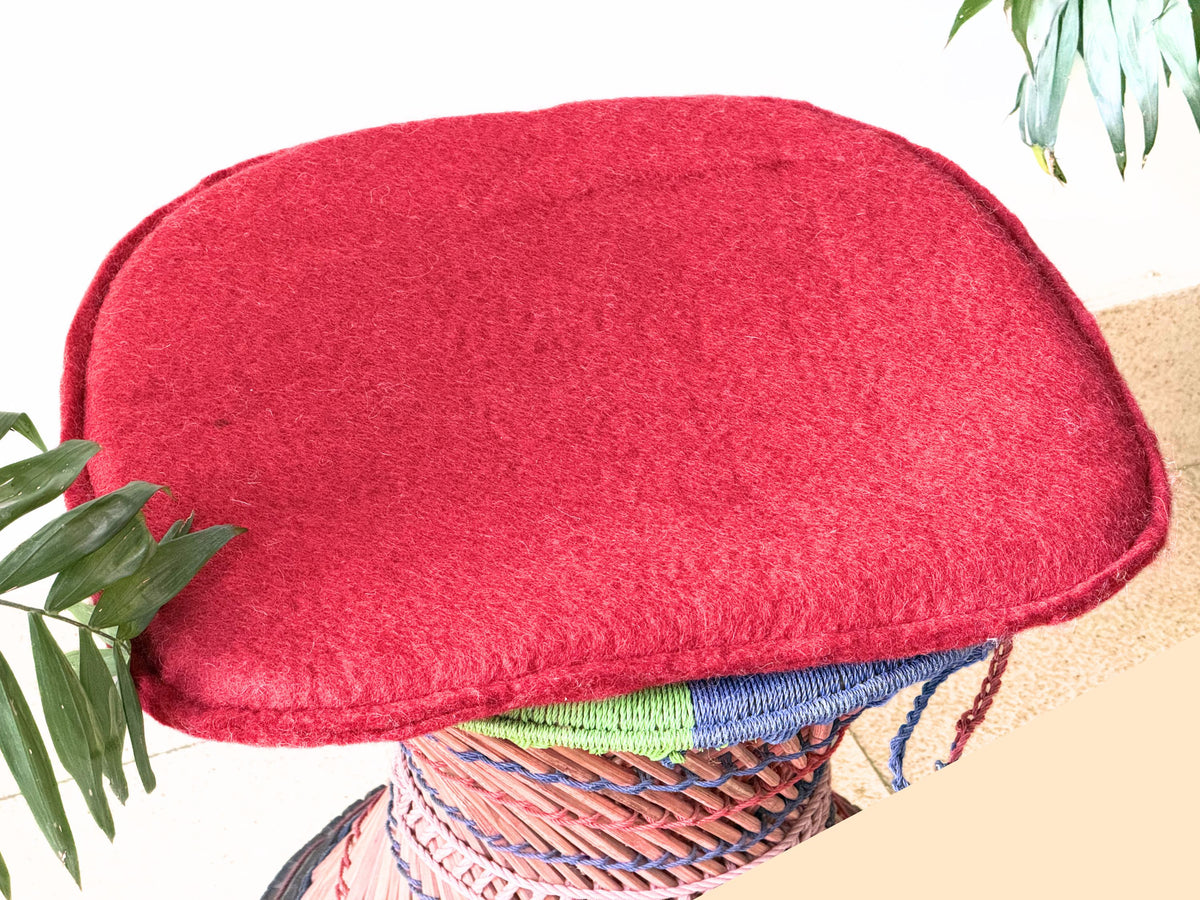 Set of 3 Handmade Felt Wool Chair Pads – Soft Seat Cushions, Handmade in Nepal, Pure New Zealand Wool, Round Felt Chair Cushion