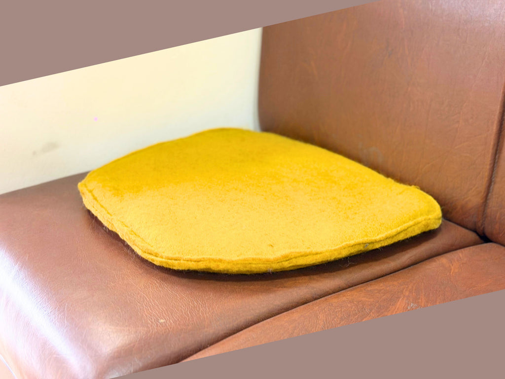 Set of 3 Handmade Wool Felt Seat Cushion – Mustard Yellow Chair Pad for Office Home Décor