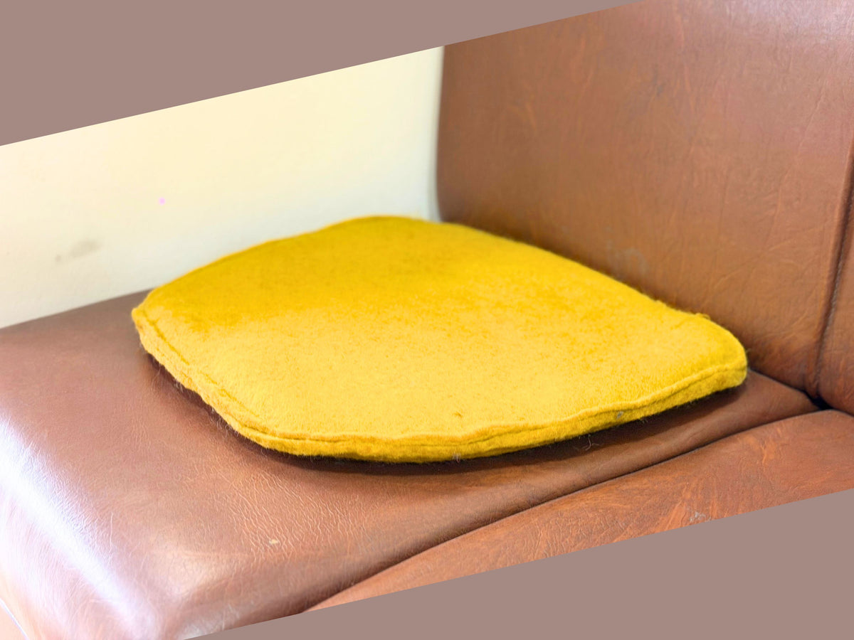 Set of 3 Handmade Wool Felt Seat Cushion – Mustard Yellow Chair Pad for Office Home Décor