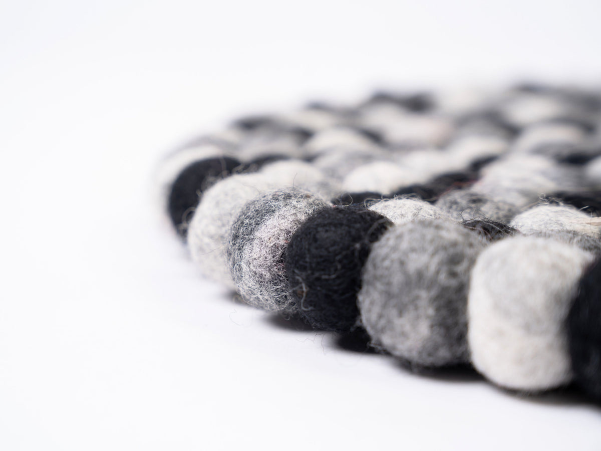 Handmade Wool Felt Ball Rug – Round Boho Nursery Carpet, Eco-Friendly Play Mat