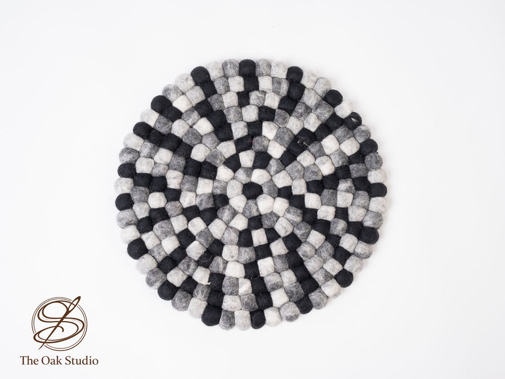 Handmade Wool Felt Ball Rug – Round Boho Nursery Carpet, Eco-Friendly Play Mat