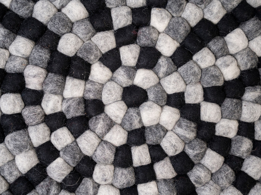 Handmade Wool Felt Ball Rug – Round Boho Nursery Carpet, Eco-Friendly Play Mat