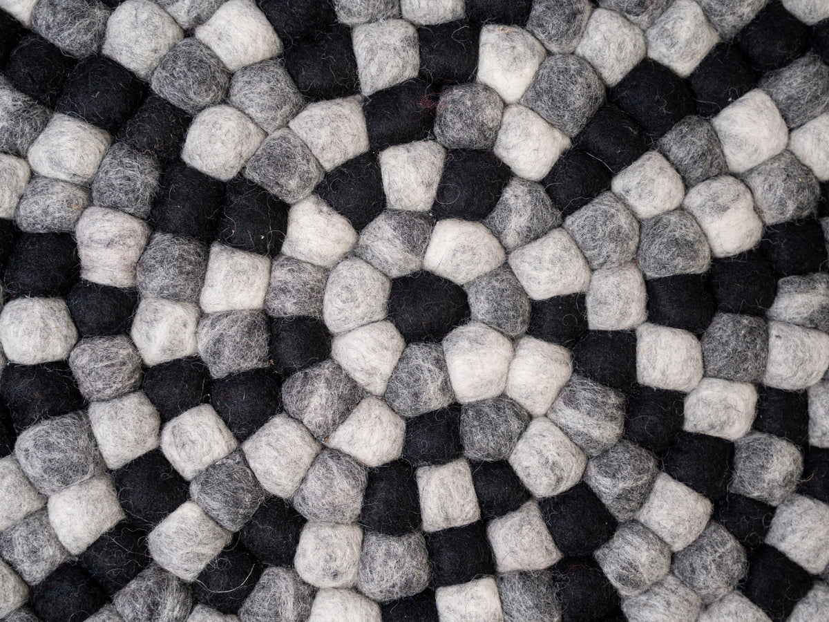 Handmade Wool Felt Ball Rug – Round Boho Nursery Carpet, Eco-Friendly Play Mat