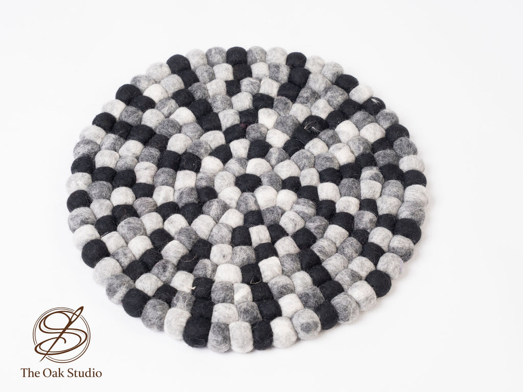 Handmade Wool Felt Ball Rug – Round Boho Nursery Carpet, Eco-Friendly Play Mat