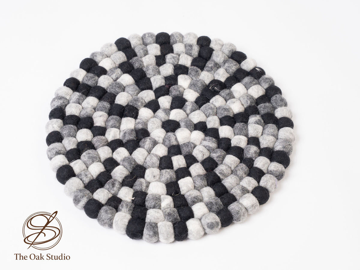 Handmade Wool Felt Ball Rug – Round Boho Nursery Carpet, Eco-Friendly Play Mat