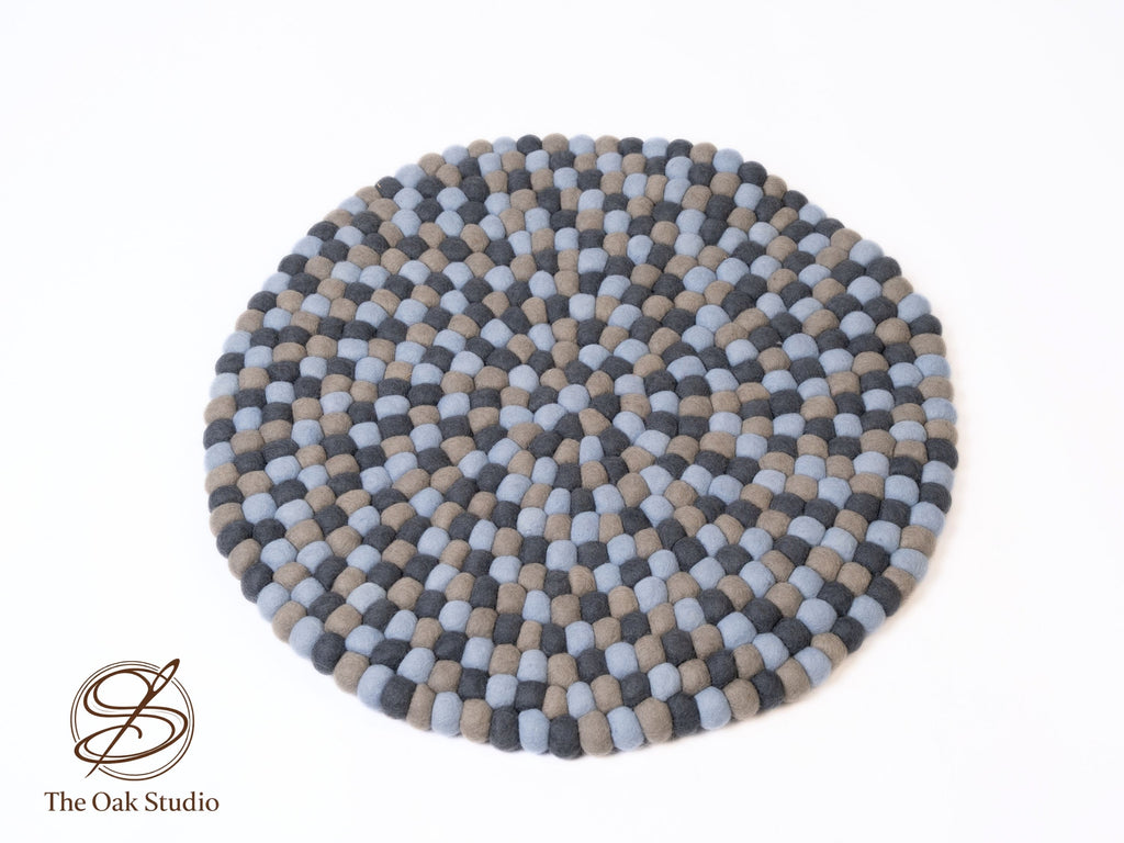Handmade Wool Felt Ball Rug – Round Boho Nursery Carpet, Eco-Friendly Play Mat (Copy)
