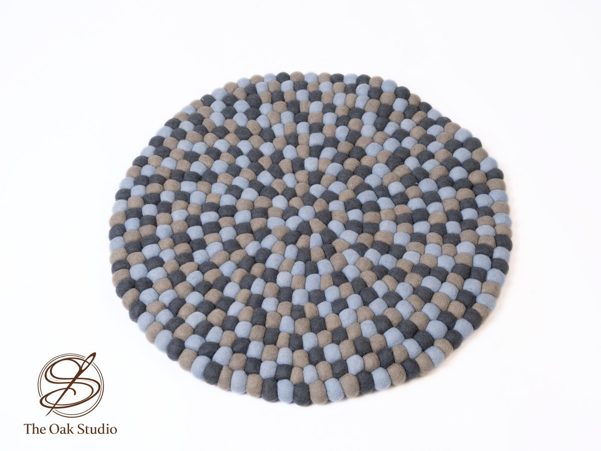 Handmade Wool Felt Ball Rug – Round Boho Nursery Carpet, Eco-Friendly Play Mat (Copy)