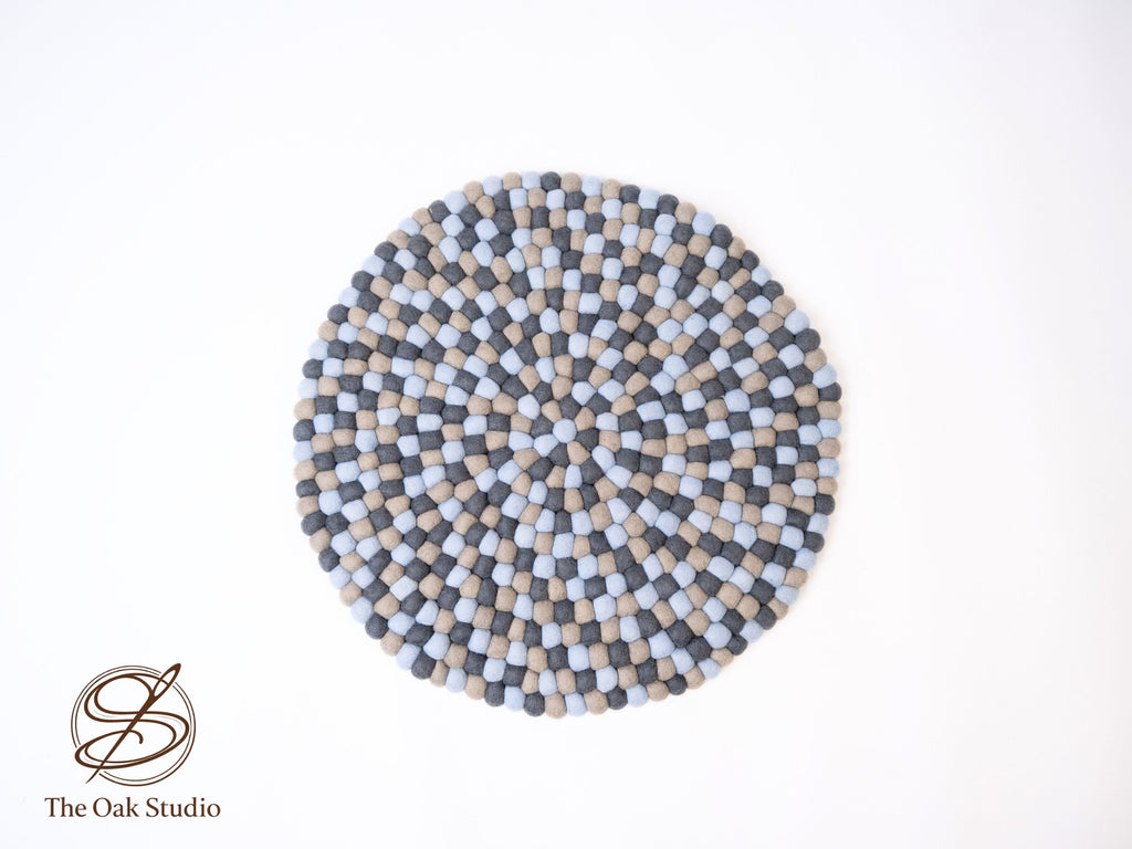 Handmade Wool Felt Ball Rug – Round Boho Nursery Carpet, Eco-Friendly Play Mat (Copy)