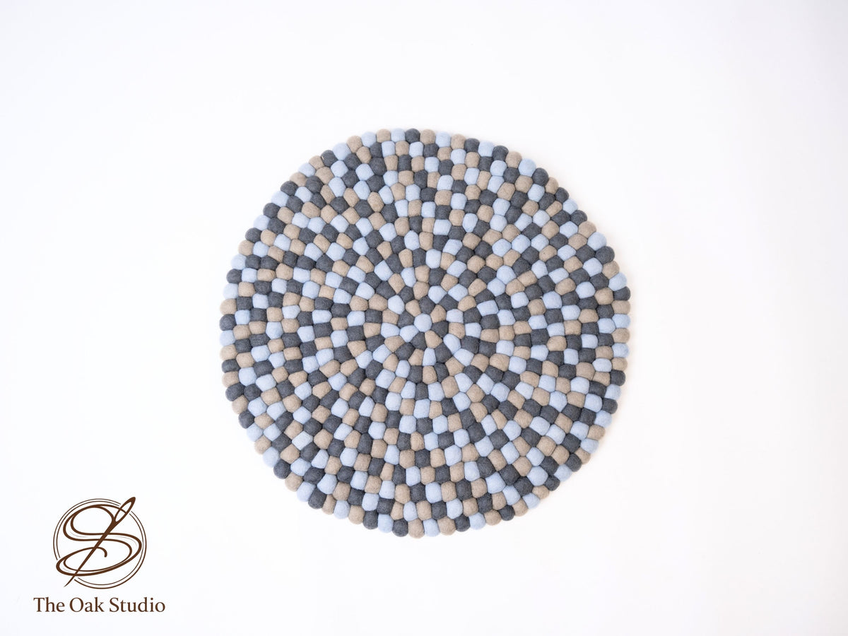 Handmade Wool Felt Ball Rug – Round Boho Nursery Carpet, Eco-Friendly Play Mat (Copy)