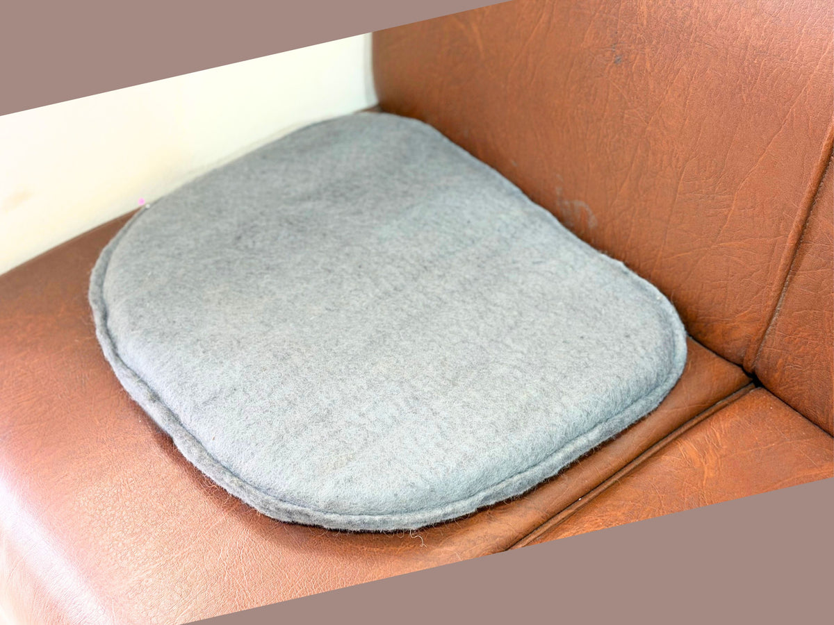 Set of 3 Handmade Ash Grey Felt Chair Pad – Wool Seat Cushion