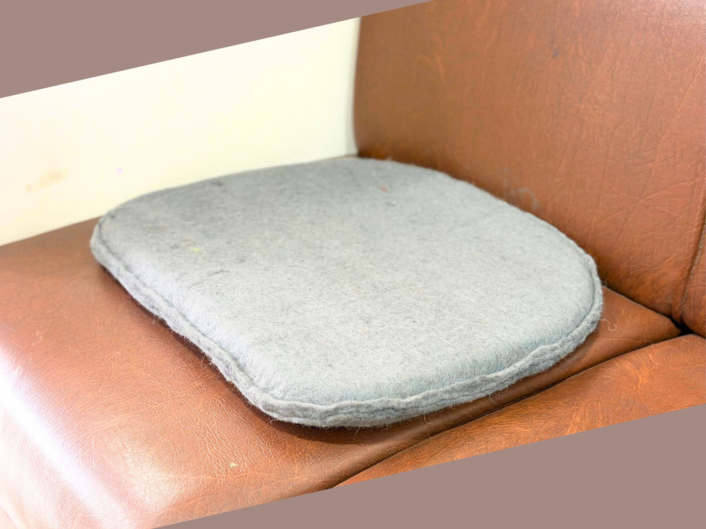Set of 3 Handmade Ash Grey Felt Chair Pad – Wool Seat Cushion