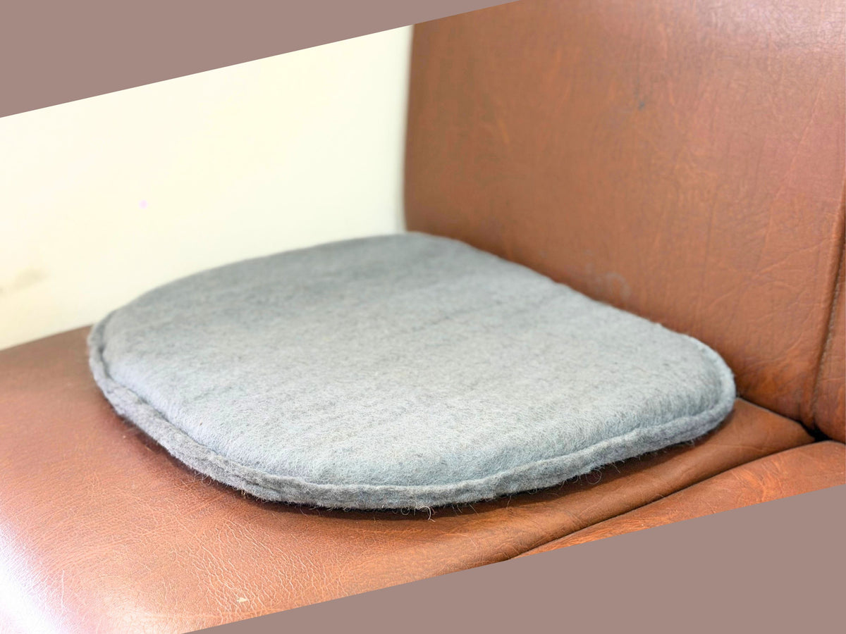 Set of 3 Handmade Ash Grey Felt Chair Pad – Wool Seat Cushion