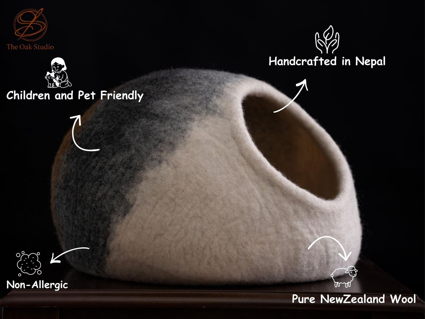 Handmade Felt Cat Cave – Cozy Wool Pet Bed, Natural Hideaway for Cats