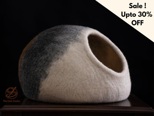 Handmade Felt Cat Cave – Cozy Wool Pet Bed, Natural Hideaway for Cats