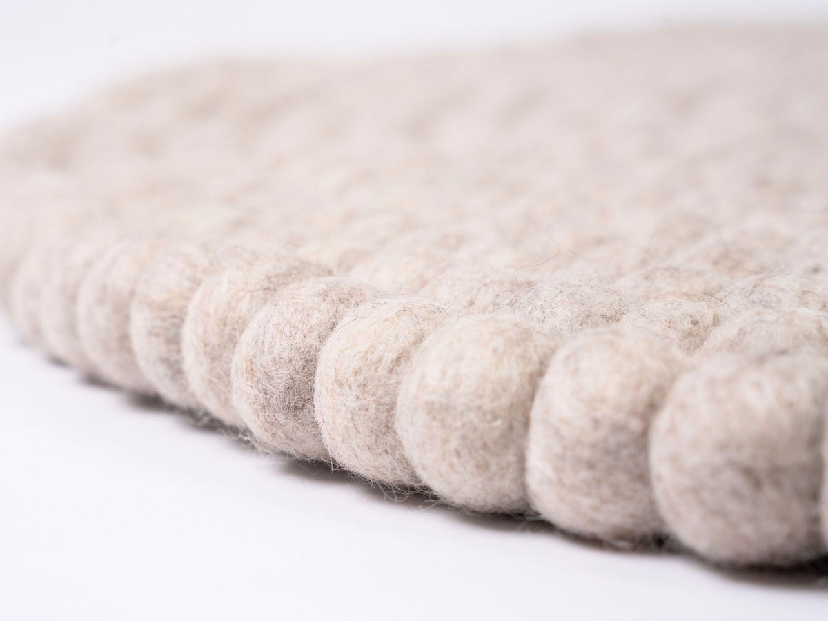 Handmade Wool Felt Ball Rug – Round Boho Nursery Carpet, Eco Friendly Play Mat