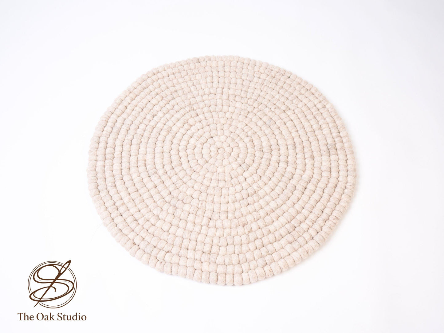 Handmade Wool Felt Ball Rug – Round Boho Nursery Carpet, Eco Friendly Play Mat
