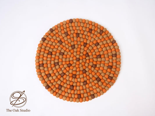 Handmade Felt Ball Rug – Round Wool Carpet, Eco-Friendly Nursery Decor