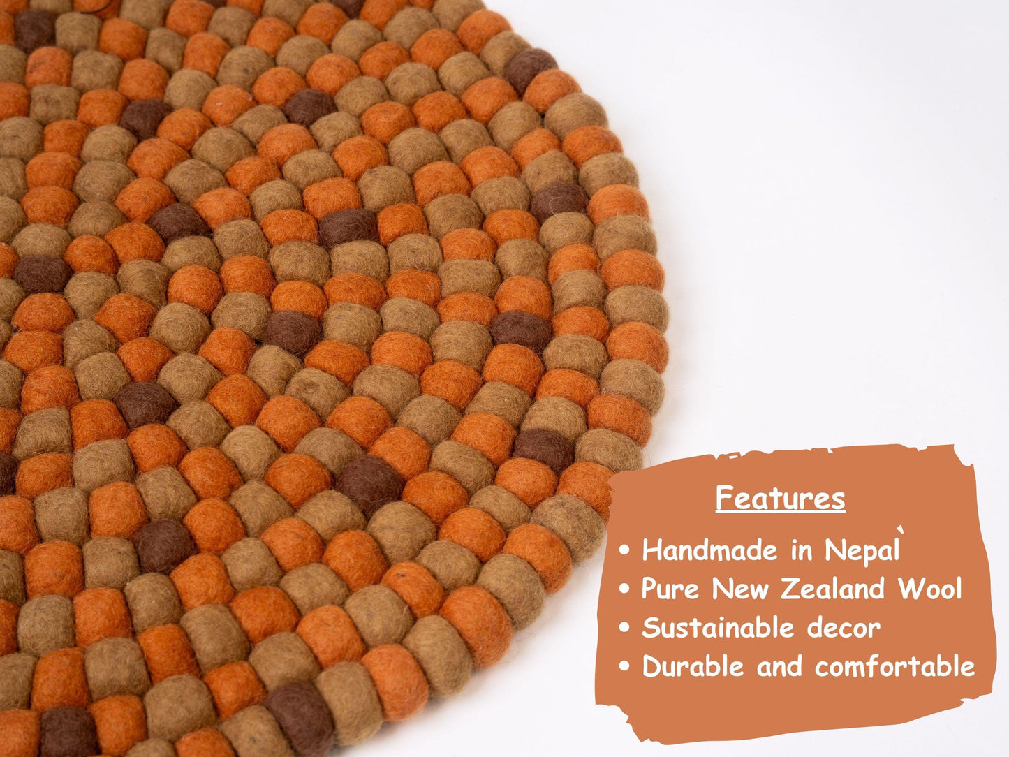 Handmade Felt Ball Rug – Round Wool Carpet, Eco-Friendly Nursery Decor